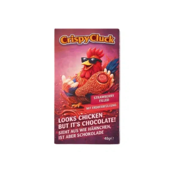 Crispy Cluck Fried Chicken‑Shaped Milk Chocolate – Pistachio, Strawberry & Milk Flavours(18 x 48g)