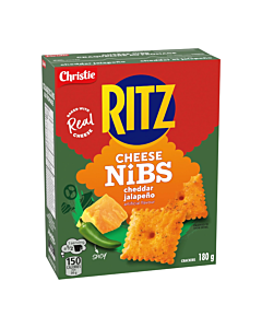 Ritz Cheese Nibs Crackers 180–200g (6ct Case) – Cheddar Jalapeño & Swiss Cheese | Canadian Snacks