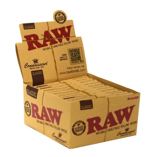 Raw - Classic Connoisseur Kingsize Slim Rolling Papers - Pack of 24